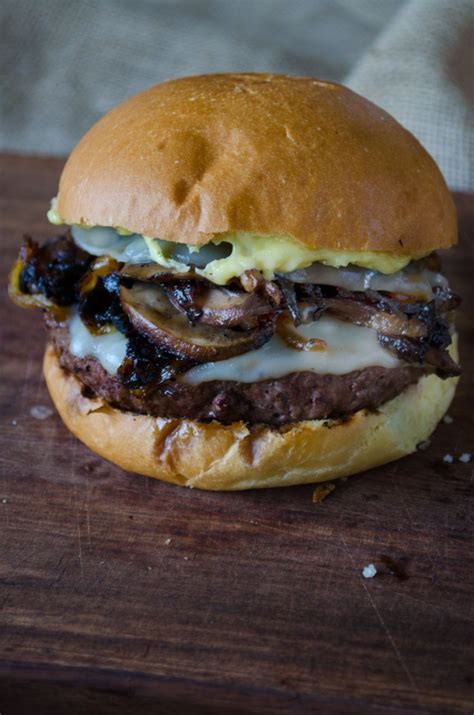 Mushroom Burger With Provolone Caramelized Onions And Aioli