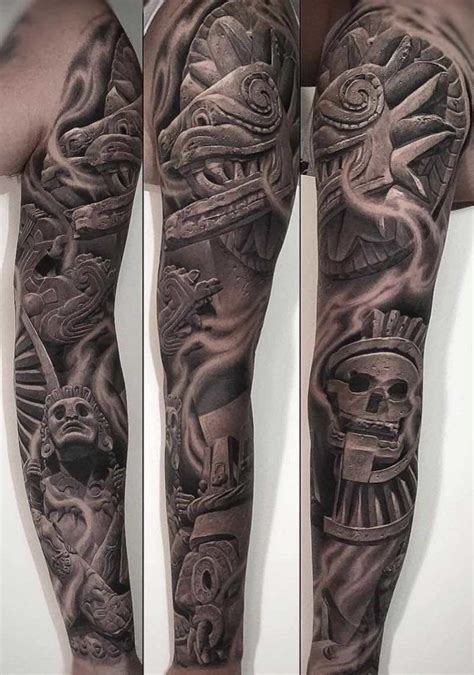 Aztec Sleeve By Greg Nicholson Aztec Tattoos Sleeve Aztec Sleeve Aztec Tribal Tattoos Fake