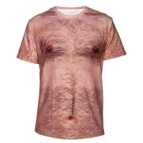 Buy Jiayiqi D Chest Hairy Printed T Shirt For Men Women Funny Bare