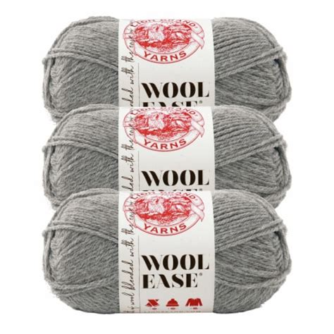 Lion Brand Yarn 620 151 Wool Ease Yarn Skeins Gray Heather 3 Pk