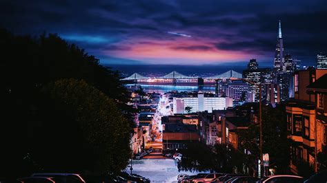 City By Night Wallpaper Cityscape Night Building San Francisco Hd