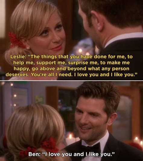 First When Leslie And Ben Got Married And Said I Love You And I Like You On Parks And Rec 55