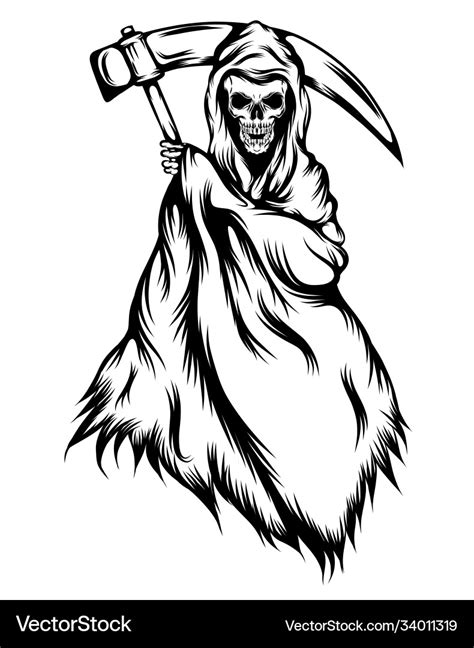 Grim Reaper With Black Outlines Royalty Free Vector Image