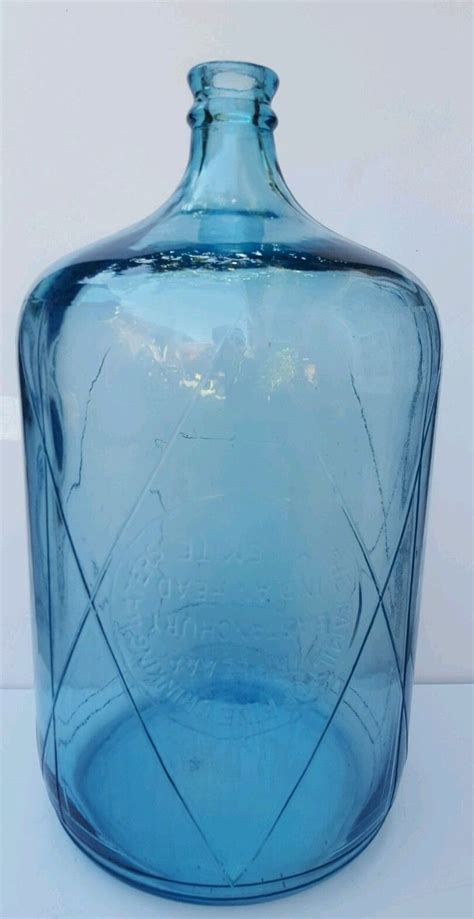 Vintage Blue Glass 5 Gallon Jug Water Bottle Bastanchury Indian Head Yosemite Ebay Bottle It