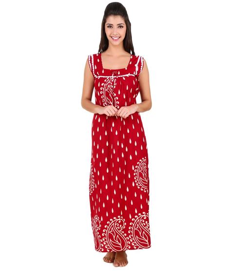 Buy Masha Cotton Nighty And Night Gowns Red Online At Best Prices In India Snapdeal