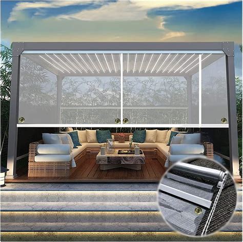 Yjfeng Pergola Roller Blinds Side Panel Outdoor Transparent Waterproof