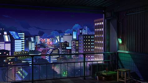 Anime City Background Night