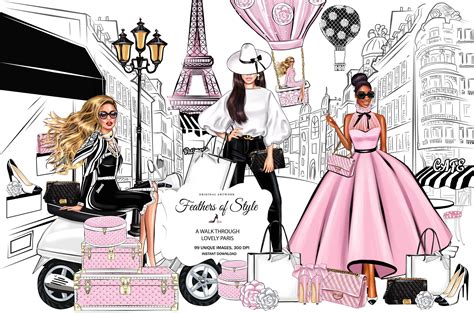 paris girls clipart spring fashion clipart fashion girl clipart designer clipart eiffel tower