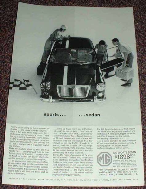1963 Mg Sports Sedan Car Ad Nice N19