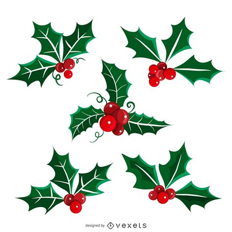 Christmas Mistletoe Illustration Set Vector Download