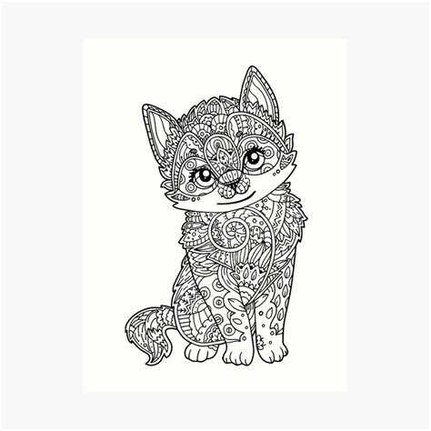 Mandala Cat Art Print By Bucth Redbubble