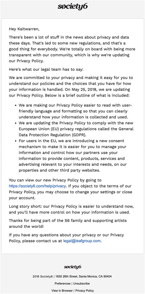 Great Examples Of Updated Privacy Statement Emails Campaign Monitor
