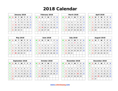 2018 Calendar Photos Png Transparent Background 2200x1700px Filesize