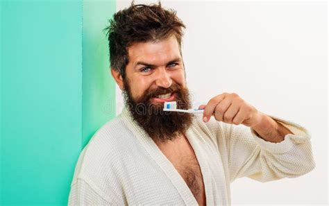 Man Brushing Teeth With Toothbrush And Tootpaste Oral Care Dental