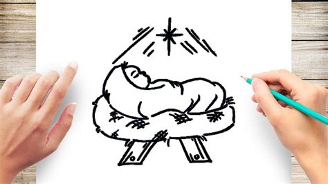 How To Draw Jesus In A Manger Step By Step Youtube