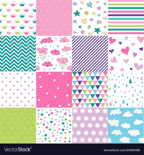 Cute Baby Background Seamless Patterns Royalty Free Vector