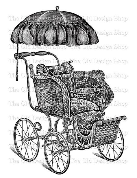 Antique Baby Stroller Carriage Pram No 2 Printable Vintage Clip Art