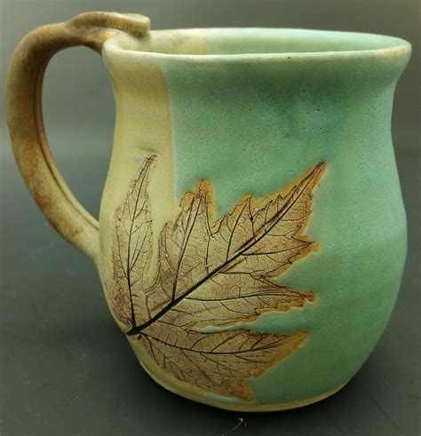 Earthtone Maple Leaf Hand Thrown Ceramic Mug Glazes For Pottery Slab