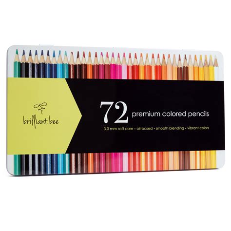 Brilliant Bee 72 Premium Colored Pencils For Adults Soft Core Oil