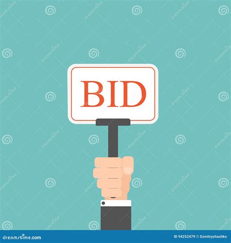 Hand Holding Auction Paddle Stock Vector Illustration Of Identity
