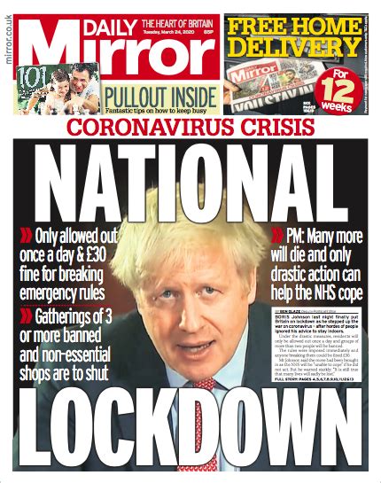 16 pages | tabloid newspaper. 'A national emergency': what the papers say about the UK's coronavirus lockdown | World news ...