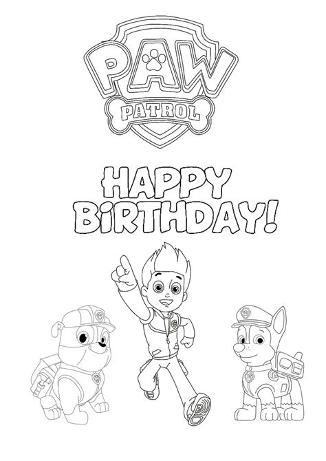 Paw Patrol Happy Birthday Coloring Page Free Printable Coloring Sheet 2021