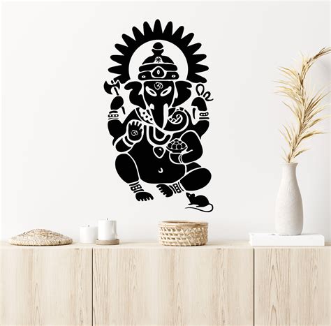 Vinyl Wall Decal Ganesha Hindu Sanskrit Om India God Art Hinduism Stic