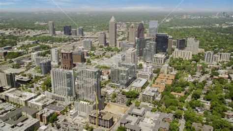Midtown And Downtown Skyscrapers Atlanta Georgia Aerial Stock Photo