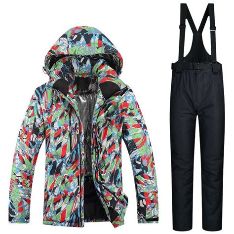 Outdoor Sports Men Ski Jacket And Pants Suit Set Windproof Waterproof