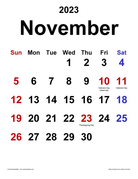 Thanksgiving 2023 Calendar Printable Template Calendar