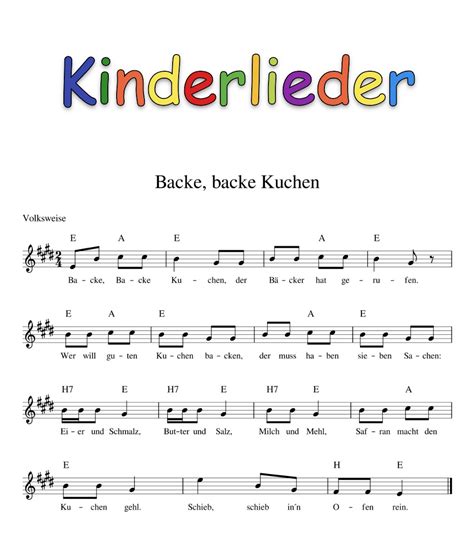 Für die glücklichen besitzer des. Kinderlieder mit Noten - Kinderlieder - Noten - Text ...