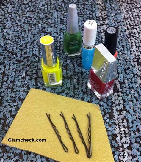 These simple diy bobby pins make it easy to add sparkle and interest to your 'do'. Holi Hairstyle : Side Braided Bob with DIY colored Bobby Pins
