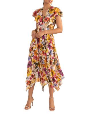 Shoshanna Pasadena Floral Midi Dress On SALE Saks OFF 5TH