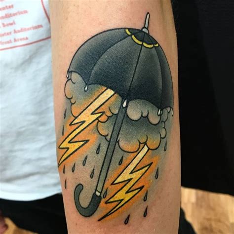 Umbrella And Lightning Storm Tattoo By The Best Ct Tattoo Artist