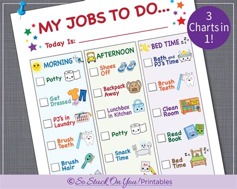 Morning Afternoon And Bedtime Chore Chart Etsy Uk