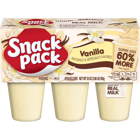 Super Snack Pack Pudding Cups Vanilla 6 Ct 55 Oz