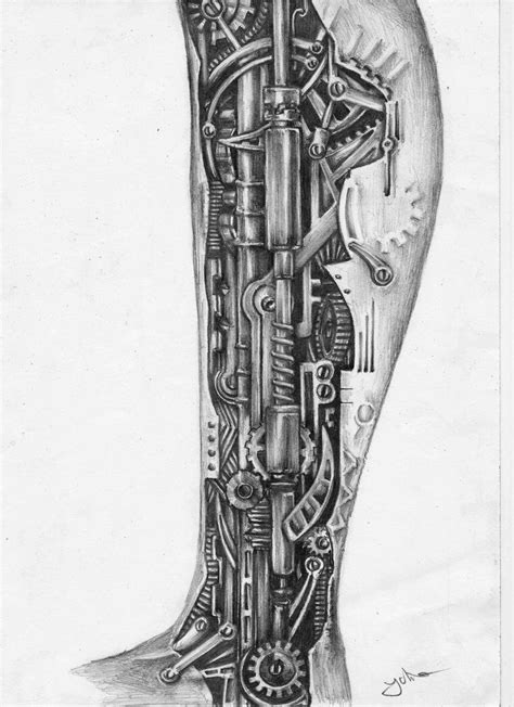 Biomechanical Leg Biomechanical Tattoo Ripped Skin Tattoo