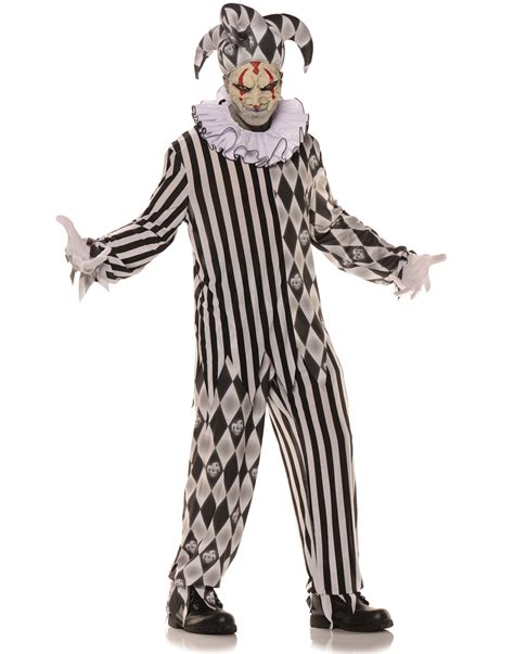 Evil Harlequin Boys Teen Creepy Jester Halloween Costume T
