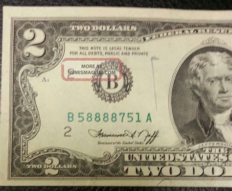 Crisp Old Two Dollar Bill 1976 B York Circulated B58888751a Repeater Error