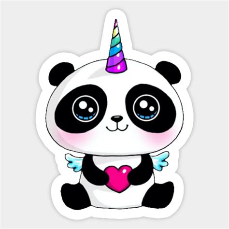 Kawaii Panda Unicorn Sticker Sticker Sticker Teepublic