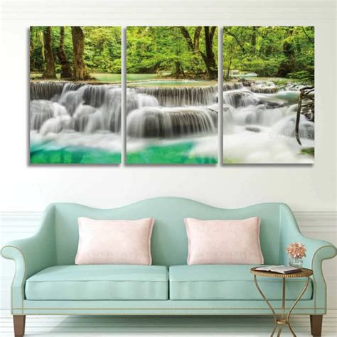 3 Panel Set Hd Prints Canvas Wall Art Waterfall Landscape Painting