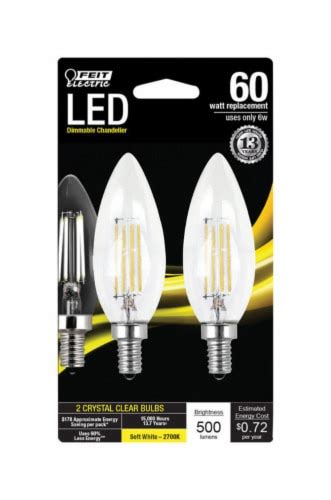 Feit Electric B10 E12 Candelabra LED Bulb Soft White 60 Watt