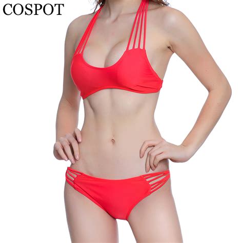 Cospot Bikini Women 2019 New Sexy Low Waist Bikini Set Solid Swimsuit
