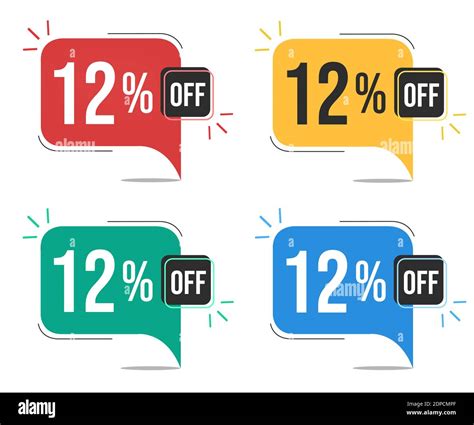 12 Percent Off Red Yellow Green And Blue Tags With Twelve Percent