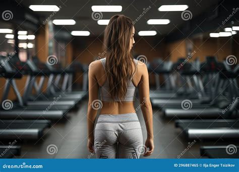 Unrecognizable Fitness Woman Doing Dumbbell Exercises In A Gym For A