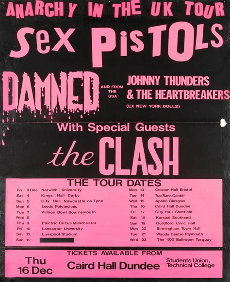 Bonhams Sex Pistols A Rare Anarchy In The Uk Tour Poster For The Cancelled Show At Caird