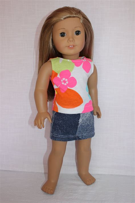 18 Inch Doll Clothes Large Floral Print Tank Top And Denim Etsy