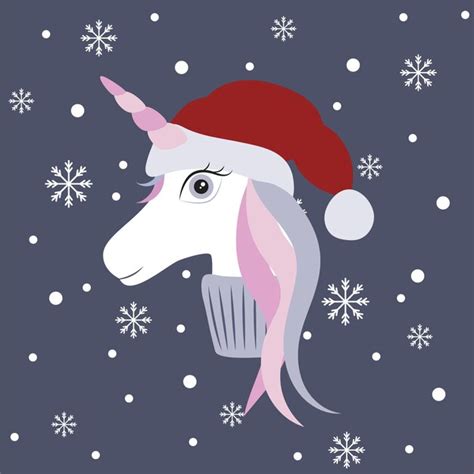 Premium Vector Cute Christmas Unicorn In Santas Hat