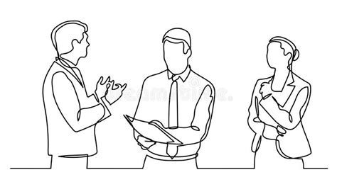 Continuous Line Drawing Of Business People Talking Stock Vector