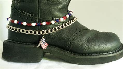 Patriotic Boot Bracelet With American Flag Charm Boots Boot Bling